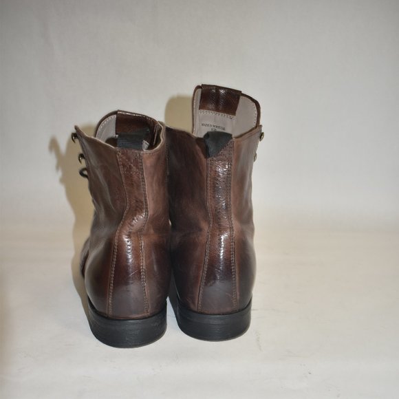 Allsaints Men's Mikkel Leather Combat Boots Brown Size 44 EU 11 US - Picture 8 of 11